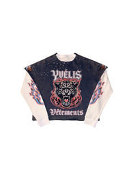 YV Panther distressed thermal sweater